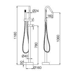 Imex Robinet Mitigeur de Baignoire sur Pied Chrome CORCEGA BBECO1* Robinet De Baignoire