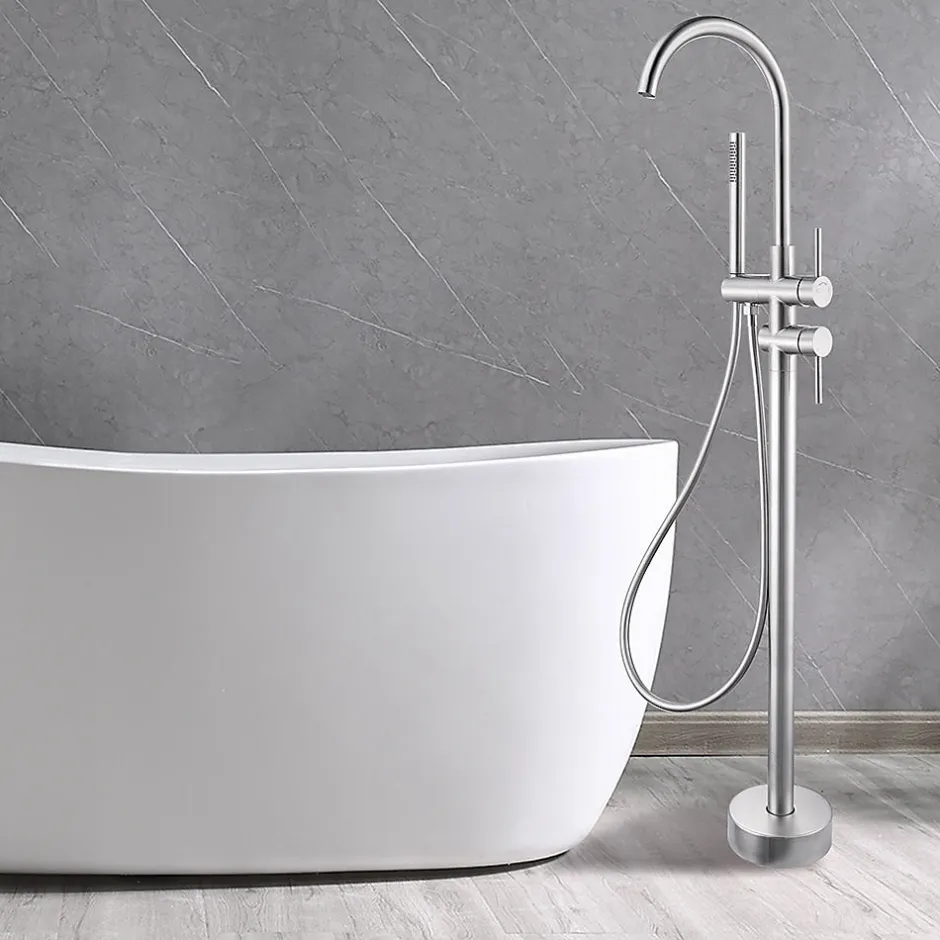 Bellegno Robinet mitigeur de baignoire sur pied BAGNO acier brossé