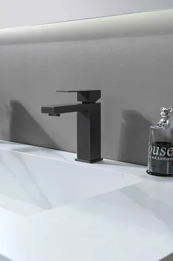 Luxury Bain Robinet, mitigeur de lavabo pour salle de bain carré (Gris brossé) LuxuryBain