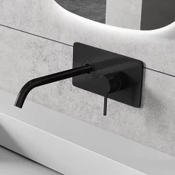 Bernstein Robinet mitigeur mural à encaster XX0539B avec corps d'encastrement noir mat* Robinet Lave-Mains