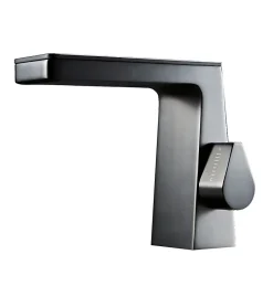 Bernstein Robinet mitigeur pour lavabo ou vasque NT7320 effet cascade - noir mat, gun métal ou blanc mat Gun métal* Robinet Lave-Mains
