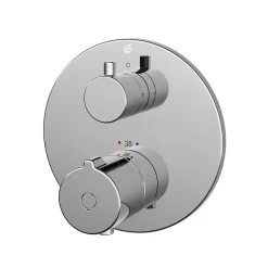 Bernstein Robinet mitigeur thermostatique de douche rond mural encastré Laiton Chrome, Fonction anti-brûlure 14,3cm - VIREO* Robinet De Baignoire