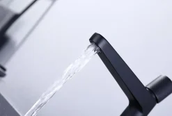 Bernstein Robinet pour lavabo vasque et évier design en laiton peu bruyant et économe en eau - H. 21,5cm - Noir (mat)* Robinet Lave-Mains