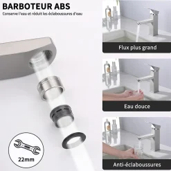 Homelody Robinet Salle Bain Carrée Mitigeur de lavabo Eau Froide Chaude Disponible Robinet Lavabo en Acier Inoxydable Mousseur Démontable* Robinet Lavabo Et Vasque