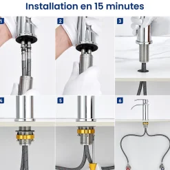 Cecipa Max Robinet Salle de Bain Cascade, Mitigeur lavabo Rond Robinet lavabo Eau Froide/Chaude* Robinet Lavabo Et Vasque