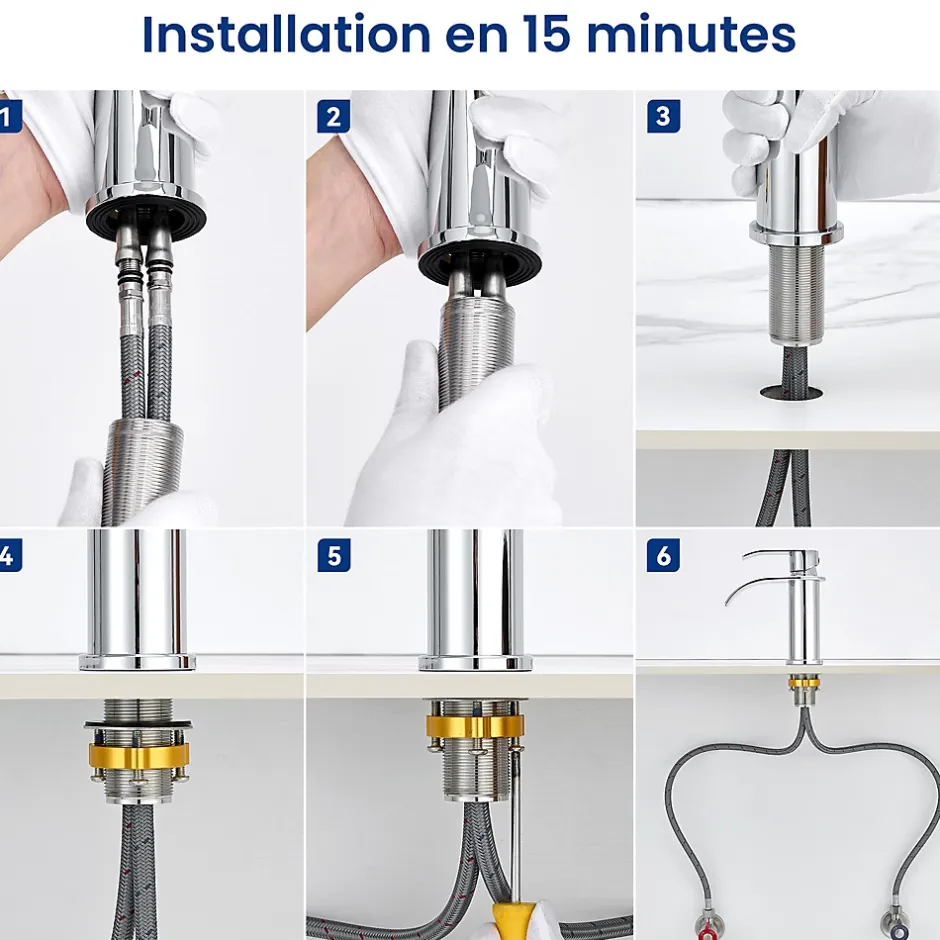 Cecipa Max Robinet Salle de Bain Cascade, Mitigeur lavabo Rond Robinet lavabo Eau Froide/Chaude* Robinet Lavabo Et Vasque