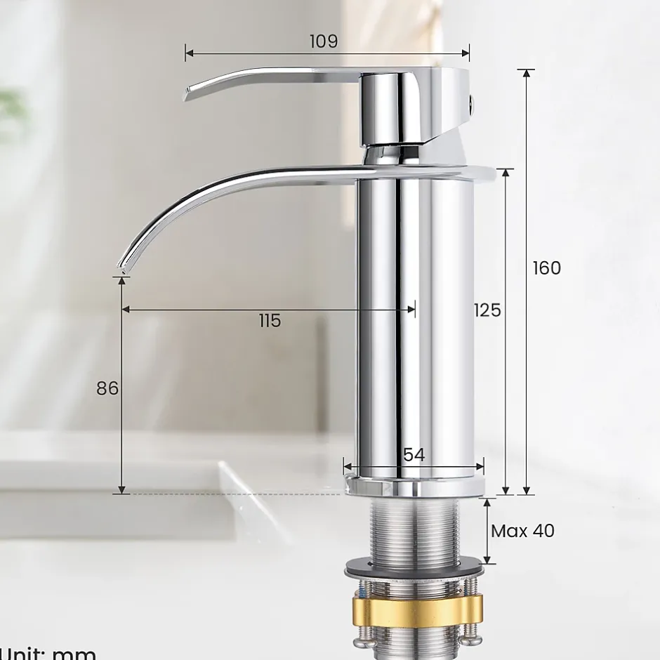 Cecipa Max Robinet Salle de Bain Cascade, Mitigeur lavabo Rond Robinet lavabo Eau Froide/Chaude* Robinet Lavabo Et Vasque