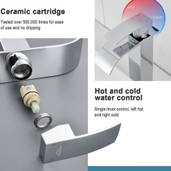 Auralum Max Robinet Salle de Bain Cascade Moderne, Mitigeur de Lavabo - Sortie Douce Sans Éclaboussures* Robinet Lavabo Et Vasque
