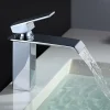 Homelody Robinet Salle de Bain Cascade Robinet de Lavabo en Laiton Mitigeur de Salle de Bain Chromé Forme Carré* Robinet Lavabo Et Vasque