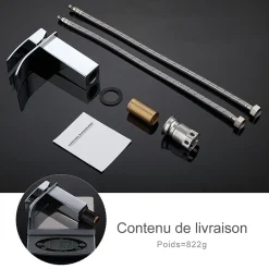 Homelody Robinet Salle de Bain Cascade Mitigeur de Lavabo en Laiton Robinet à Deux Voies Chromé* Robinet Lavabo Et Vasque