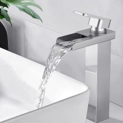 Homelody Robinet Salle de Bain Cascade Haut Mitigeur pour Vasque Chromé Robinet Design Moderne Corps en Acier Inox