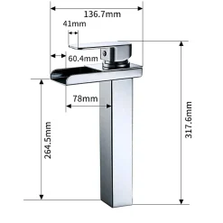 Homelody Robinet Salle de Bain Cascade Haut Mitigeur pour Vasque Chromé Robinet Design Moderne Corps en Acier Inox