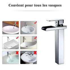 Homelody Robinet Salle de Bain Cascade Haut Mitigeur pour Vasque Chromé Robinet Design Moderne Corps en Acier Inox