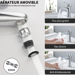 Homelody Robinet Salle de Bain Chromé Mitigeur de Lavabo à Deux Voies pour Salle de Bain Robinet Lavabo en Acier Inox
