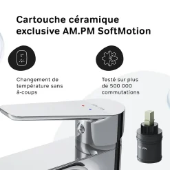 Am.Pm Europe Robinet Salle de Bain Mitigeur de lavabo, Chromé, Hit taille M, FTA02200 AM.PM