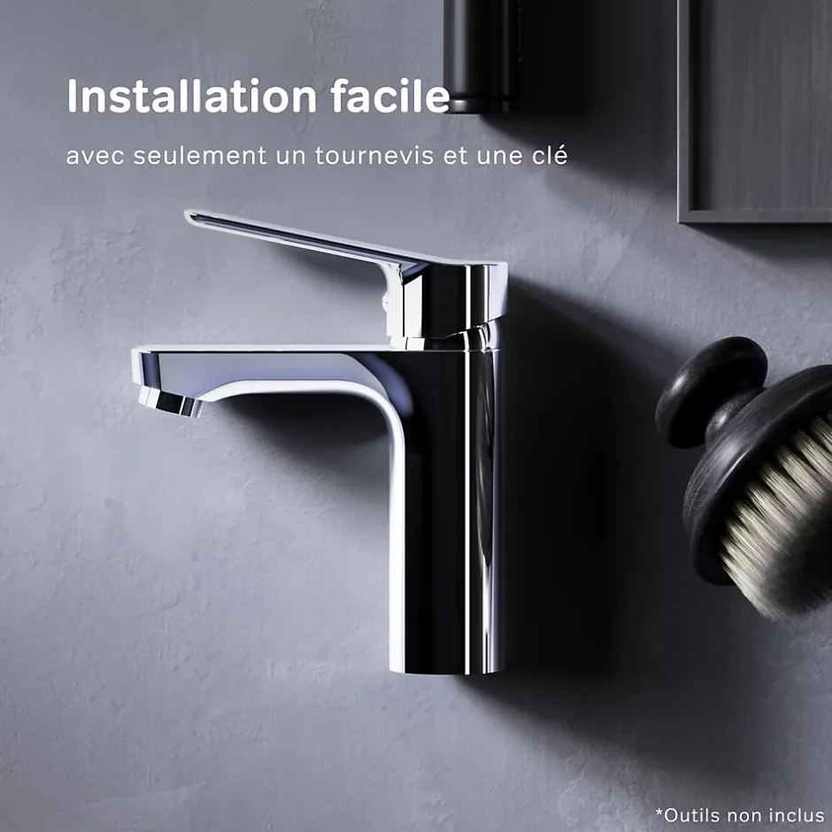 Am.Pm Europe Robinet Salle de Bain Mitigeur de lavabo, Chromé, Hit taille M, FTA02200 AM.PM