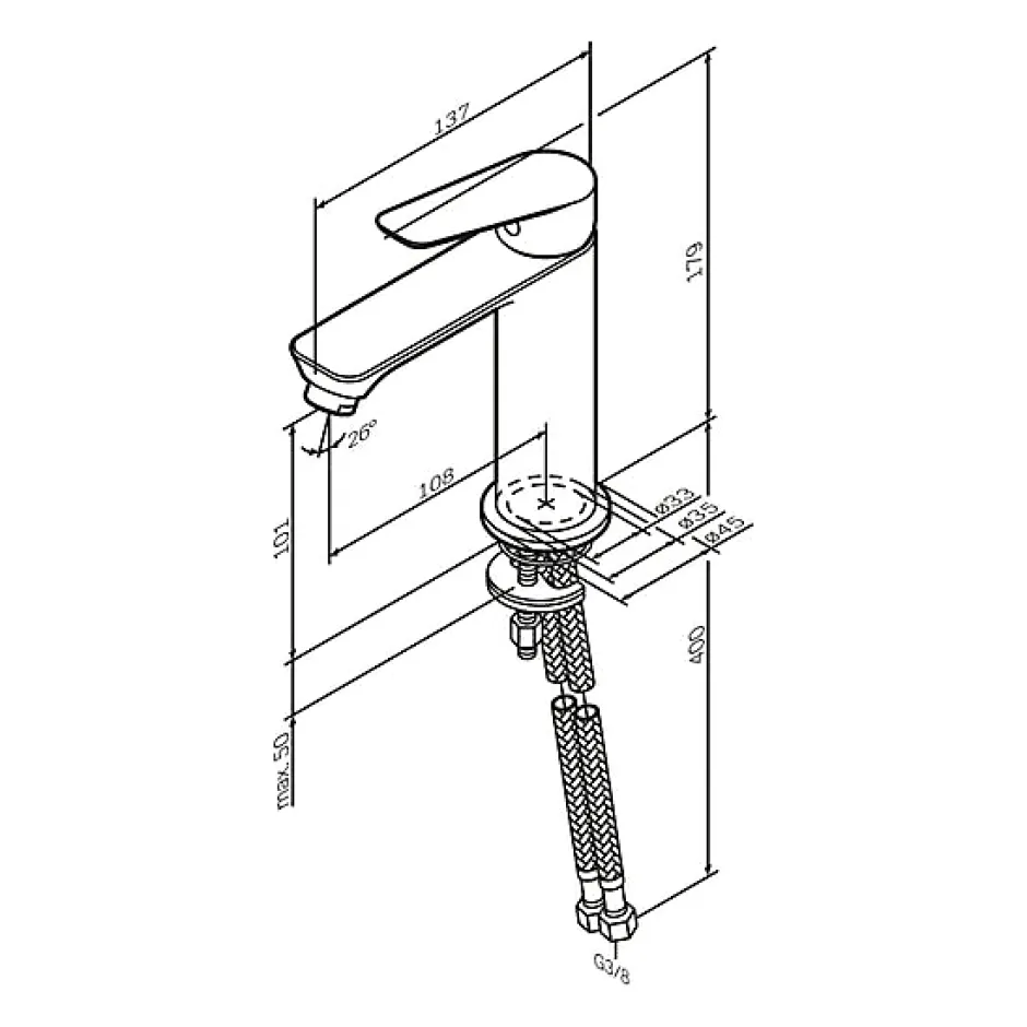 Am.Pm Europe Robinet Salle de Bain Mitigeur de lavabo, Chromé, Hit taille M, FTA02200 AM.PM