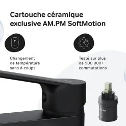 Am.Pm Europe Robinet Salle de Bain Mitigeur lavabo avec bonde clic clac, Noir, taille S, FTA82122 AM.PM