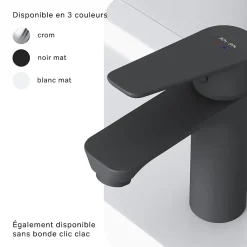 Am.Pm Europe Robinet Salle de Bain Mitigeur lavabo avec bonde clic clac, Noir, taille S, FTA82122 AM.PM