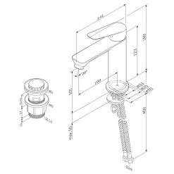 Am.Pm Europe Robinet Salle de Bain Mitigeur lavabo avec bonde clic clac, Noir, taille S, FTA82122 AM.PM