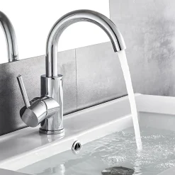 Auralum Max Robinet Salle de Bain Mitigeur lavabo, Robinet lavabo en Laiton , Froide/Chaude