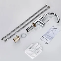 Auralum Max Robinet Salle de Bain Mitigeur lavabo, Robinet lavabo en Laiton , Froide/Chaude
