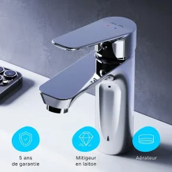 Am.Pm Europe Robinet Salle de Bain Mitigeur de lavabo avec bonde clic clac, Chromé, taille S, FTA82200 AM.PM