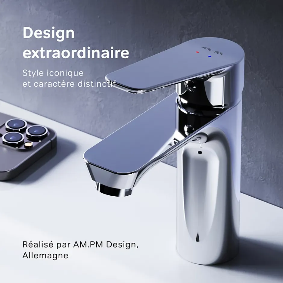 Am.Pm Europe Robinet Salle de Bain Mitigeur de lavabo avec bonde clic clac, Chromé, taille S, FTA82200 AM.PM