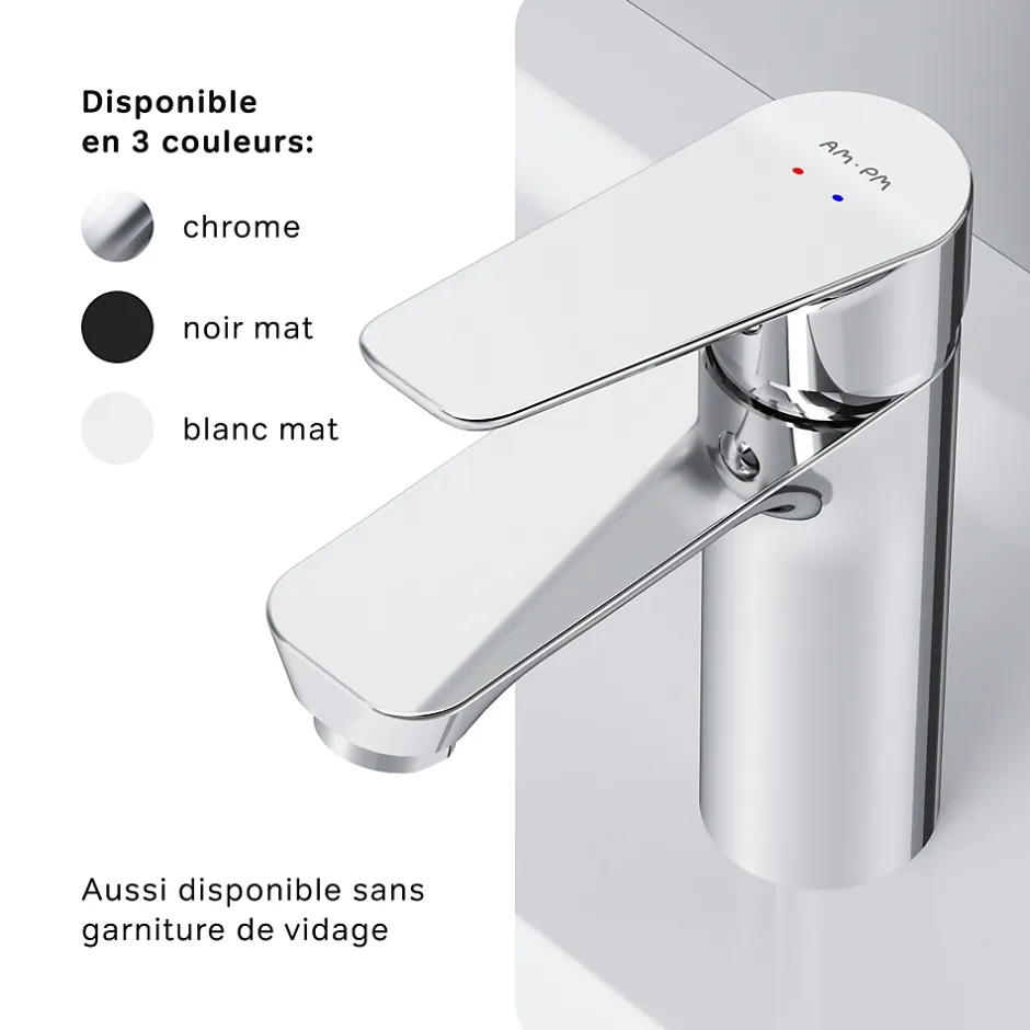 Am.Pm Europe Robinet Salle de Bain Mitigeur de lavabo avec bonde clic clac, Chromé, taille S, FTA82200 AM.PM