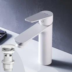 Am.Pm Europe Robinet Salle de Bain Mitigeur de lavabo avec bonde clic clac, Blanc, taille S, FTA82133 AM.PM