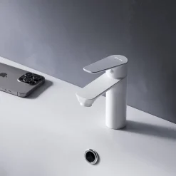 Am.Pm Europe Robinet Salle de Bain Mitigeur de lavabo avec bonde clic clac, Blanc, taille S, FTA82133 AM.PM