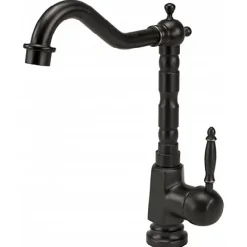 Rea Robinet Salle De Bain Mitigeur Lavabo Haut Retro Noir Monocommande