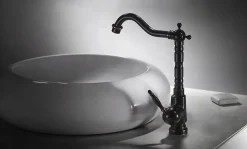 Rea Robinet Salle De Bain Mitigeur Lavabo Haut Retro Noir Monocommande