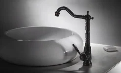 Rea Robinet Salle De Bain Mitigeur Lavabo Haut Retro Noir Monocommande