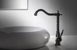 Rea Robinet Salle De Bain Mitigeur Lavabo Haut Retro Noir Monocommande