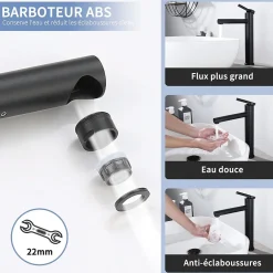 Homelody Robinet Salle de Bain Noir Mitigeur pour Vasque Haut Bec Pivotant Robinetterie de Lavabo en Acier Inox Design Moderne* Robinet Lavabo Et Vasque