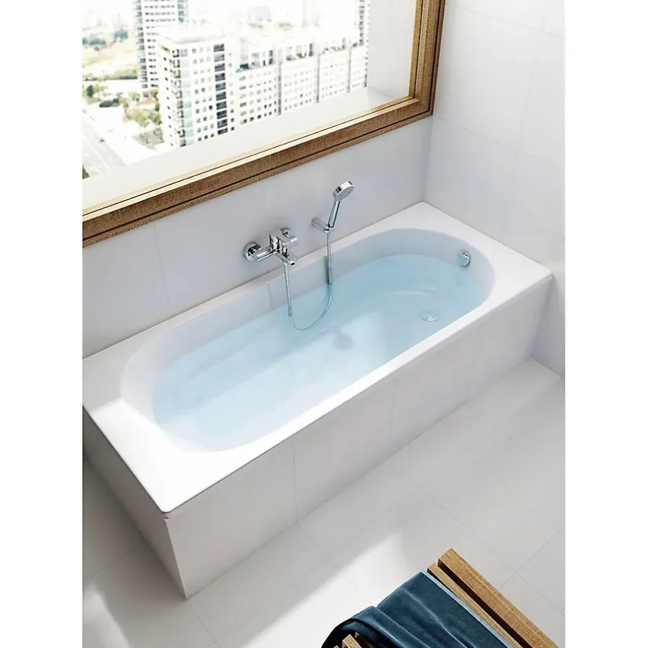 Roca Baignoire rectangulaire Neo Genova avec dossier, accoudoirs, poignées sculptées - Blanc 180x80cm* Baignoire Droite
