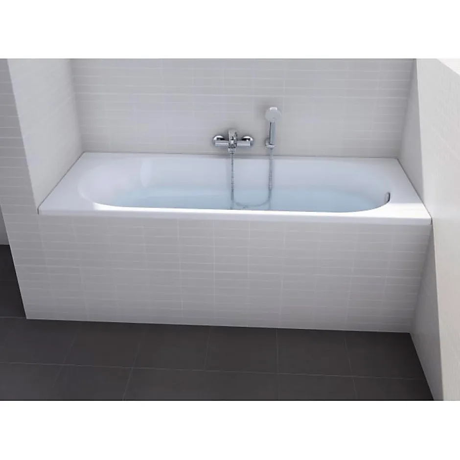 Roca Baignoire rectangulaire Neo Genova avec dossier, accoudoirs, poignées sculptées - Blanc 180x80cm* Baignoire Droite