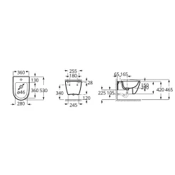 Roca by SIKO Bidet suspendu 42x36 cm céramique, vidage arrière, blanc (A357685000)