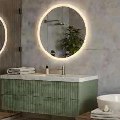 Artforma Rond Miroir Salle de Bain 80cm, Miroir led avec Tactile, Systeme Couleur DUAL LED et Fonction Anti-buée