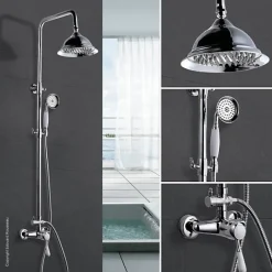 Rousseau Colonne de douche avec robinet mitigeur mécanique Retro - Chromé* Colonne De Douche Thermostatique