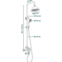 Rousseau Colonne de douche avec robinet mitigeur mécanique Retro - Chromé* Colonne De Douche Thermostatique
