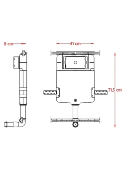Laneri Réservoir caché compléte pour cuvette au sol avec plaque de commande en acier inoxydable double bouton* Wc À Poser