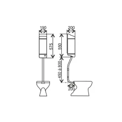 Regiplast Réservoir WC - Joker 501 - - Haut - Tube droit* Chasse D'Eau