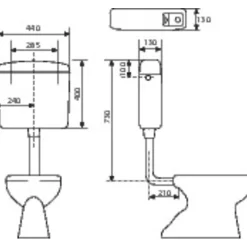 Regiplast Réservoir WC - REGI FLO - - Double débit - Semi-bas