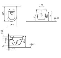 Vitra S50 Cuvette avec bride + Abattant avec frein de chute Duroplast* Wc Suspendu