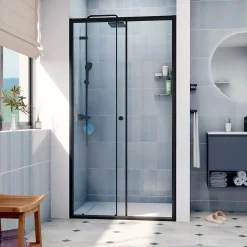 Swiss Aqua Technologies SAT PROJECT Porte de douche 100x185cm coulissante avec profilé noir mat (SATPROMUD100CT)
