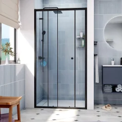 Swiss Aqua Technologies SAT PROJECT Porte de douche 110x185cm coulissante avec profilé noir mat (SATPROMUD110CT)