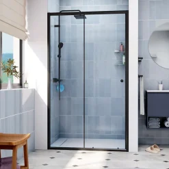 Swiss Aqua Technologies SAT PROJECT Porte de douche 120x185cm coulissante avec profilé noir mat (SATPROMUD120CT)* Porte De Douche