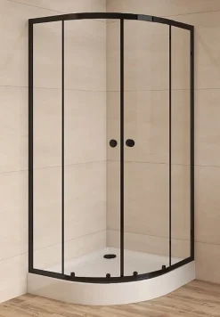 Swiss Aqua Technologies SAT PROJECT Douche quart de cercle 80x80cm coulissante avec profilé noir mat (SATPROMUS80CT)* Porte De Douche